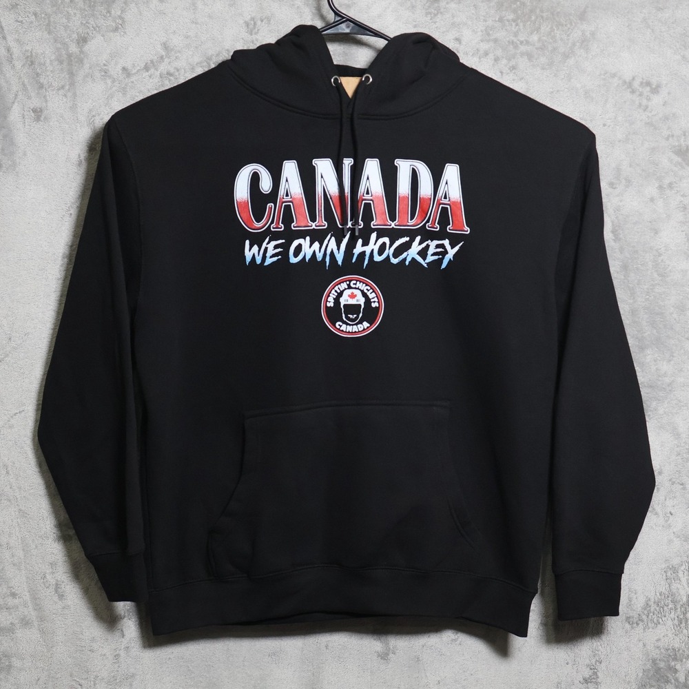 Barstool Sports Hoodie Mens XL Black Spittin Chiclets Canada We Own Hockey